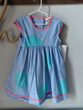 Matilda Jane Blue Teal Pink Dot Dress, Sz 6